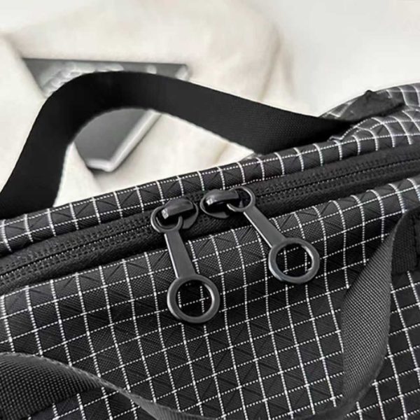 Canvas Checkered Crossbody Shoulder Bag