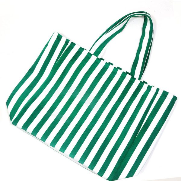 616tote绿白_1782100330459.jpg Canvas Striped Tote bag