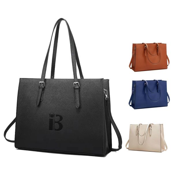 PU Leather Laptop Tote Shoulder Bag