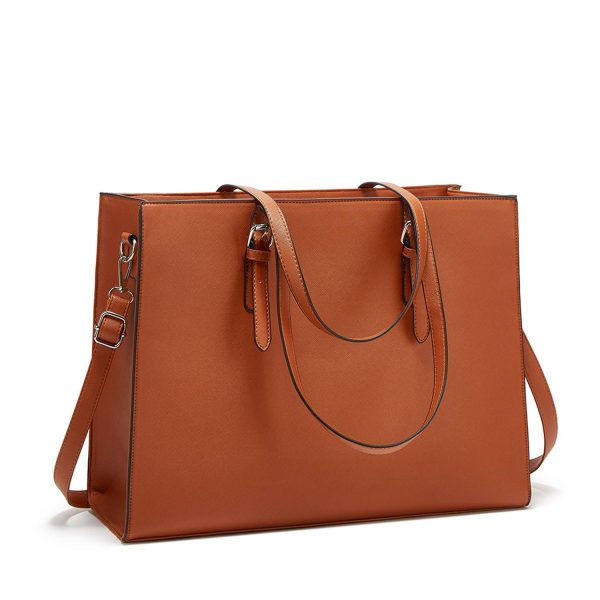 棕色_1775810161409.jpg PU Leather Laptop Tote Shoulder Bag