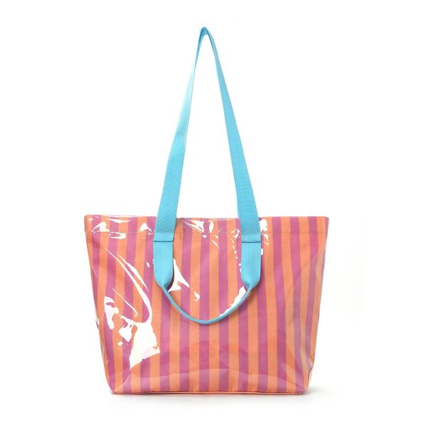 沙滩包橙粉_1781847408983.jpg Waterproof Striped PVC Tote Beach Bag