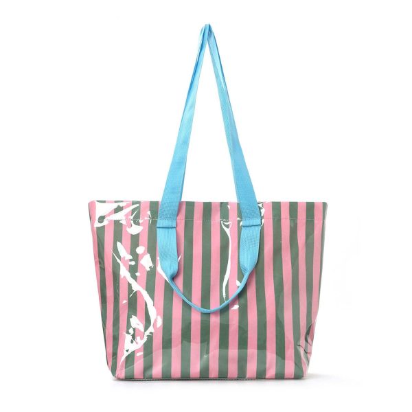 沙滩包绿粉_1781847393002.jpg Waterproof Striped PVC Tote Beach Bag