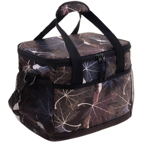 附图3_1778741245133.jpg 14L Oxford Leaf-Pattern Insulated Portable Lunch Bag