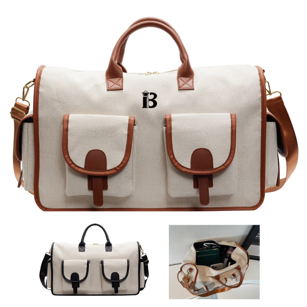 4-2_1783176654555.png Canvas Travel Duffle Bag with Multiple Pockets