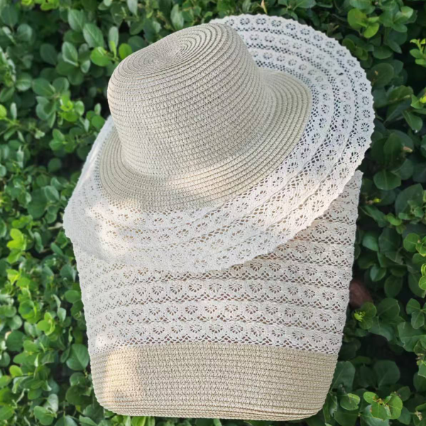 白色_1775403969834.png Women’s Beach Sun Hat Straw Tote Set
