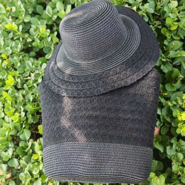 黑色_1779122518970.png Women’s Beach Sun Hat Straw Tote Set
