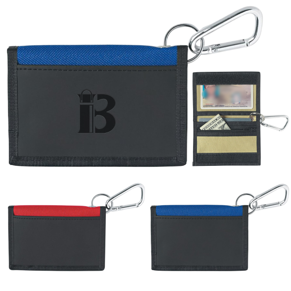 主图1_1784778581408.png Oxford Cloth ID Card Holder with Carabiner