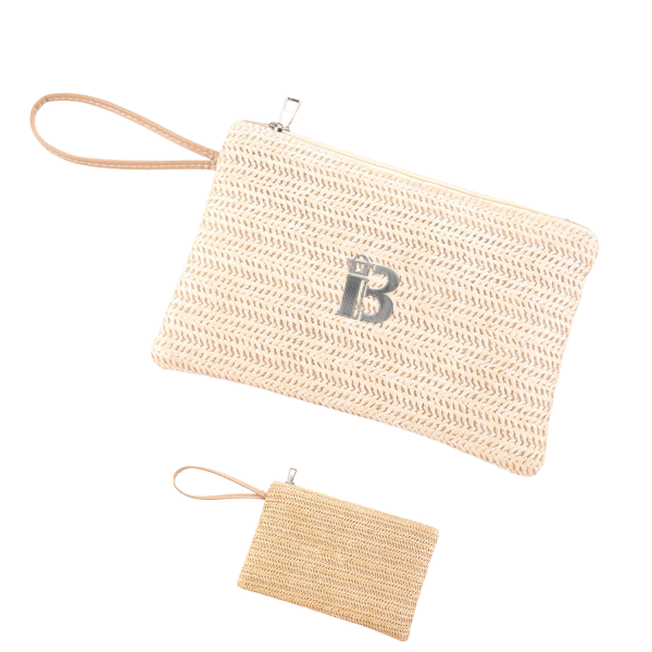Wheat Straw Woven Wrist Clutch Bag