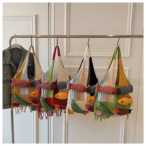 细节图2_1784943635487.jpg Tote Bag With Tassel Splicing Design