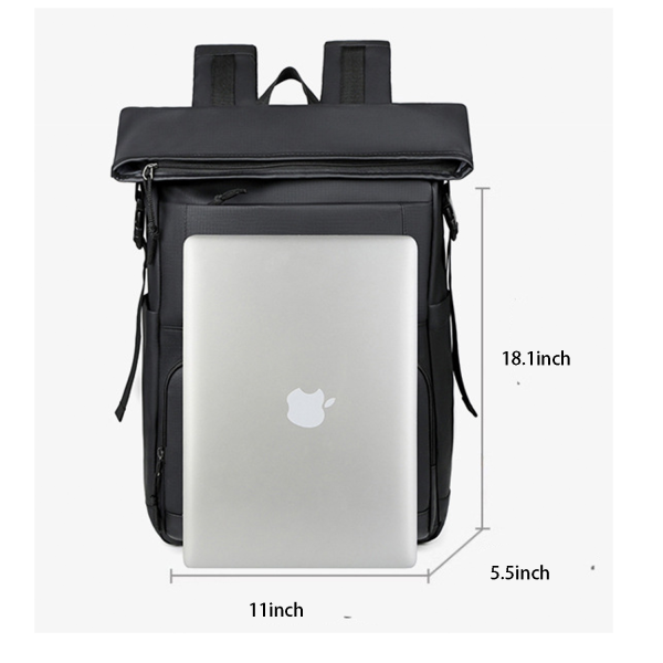 Waterproof Roll-Top Travel Backpack with Luggage Sleeve