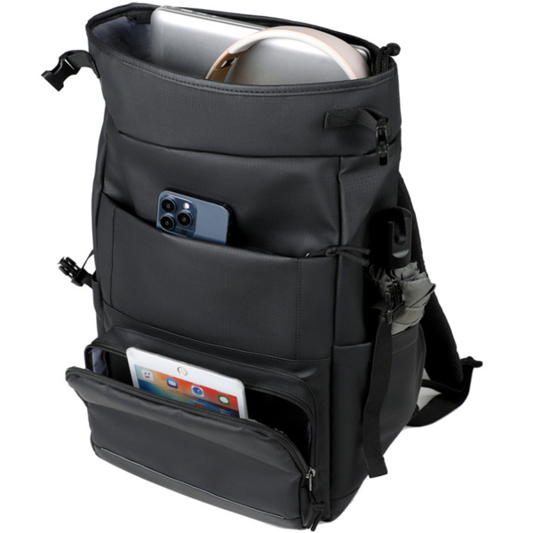 Waterproof Roll-Top Travel Backpack with Luggage Sleeve