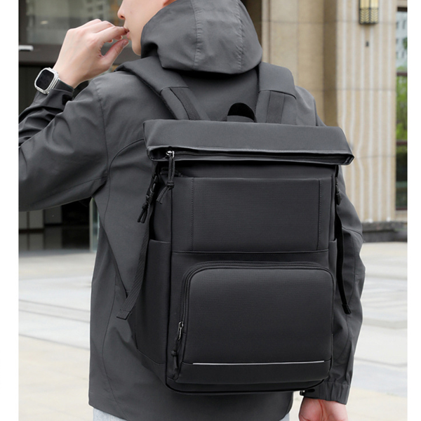 Waterproof Roll-Top Travel Backpack with Luggage Sleeve