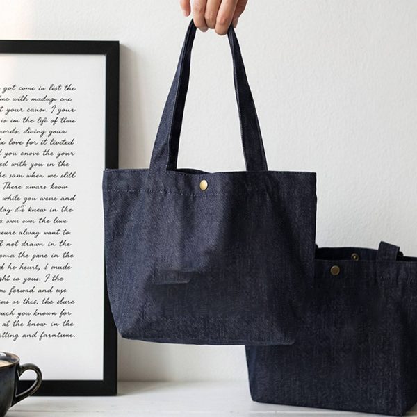 Custom Denim Canvas Shoulder Tote Bag