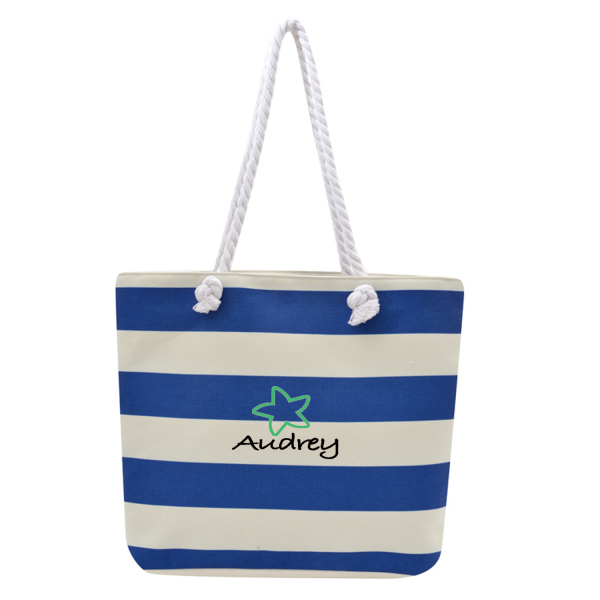 Stripe Canvas Cotton Rope Tote Bag