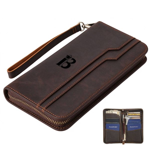 Genuine Leather Zipper Bifold Wallet