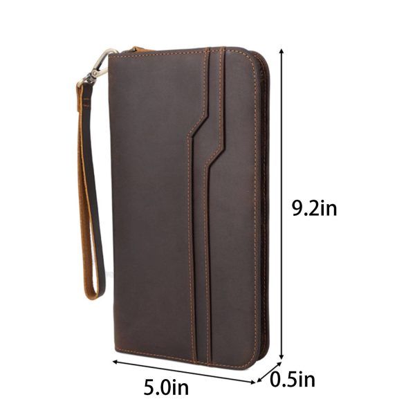 Genuine Leather Zipper Bifold Wallet