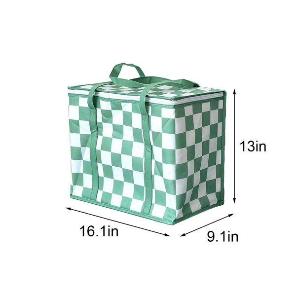 No-Woven Checkered Insulated Grocery Bag