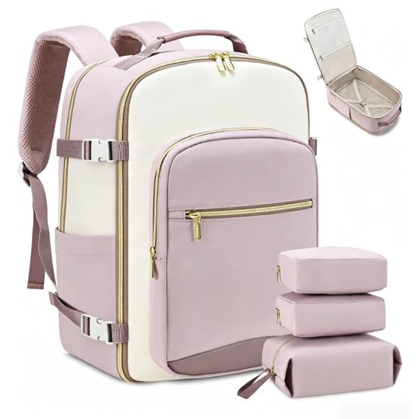 粉色_1788156696318.png 40L Travel Backpack with 3 Packing Cubes