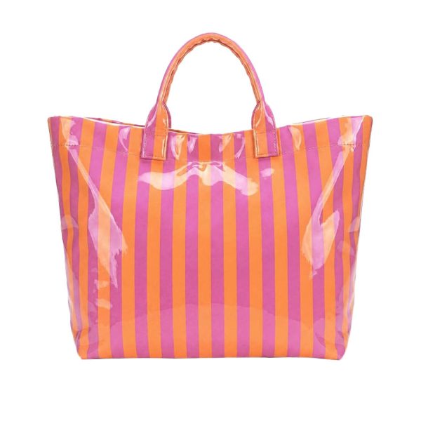 Glossy PVC Stripe Handbag