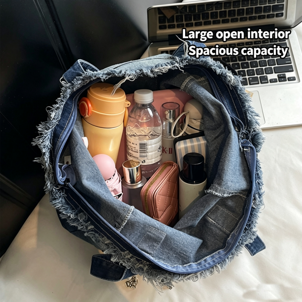 细节2_1789356615923.png Denim Large Capacity Versatile Tote Bag