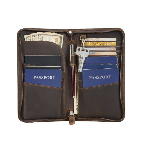 Genuine Leather Zipper Bifold Wallet