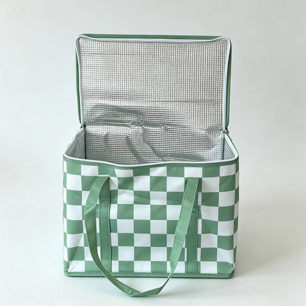 No-Woven Checkered Insulated Grocery Bag