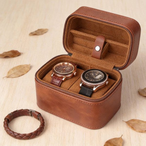 Pu Leather Watch Box with Zipper