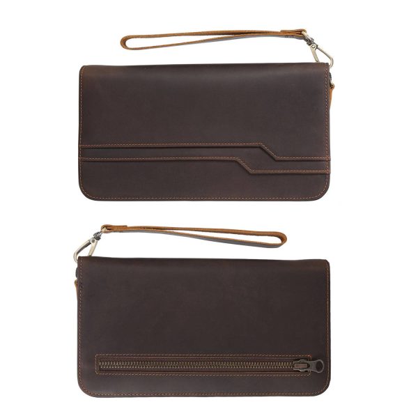Genuine Leather Zipper Bifold Wallet