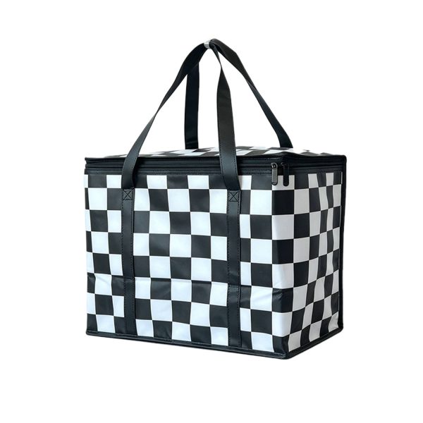 No-Woven Checkered Insulated Grocery Bag